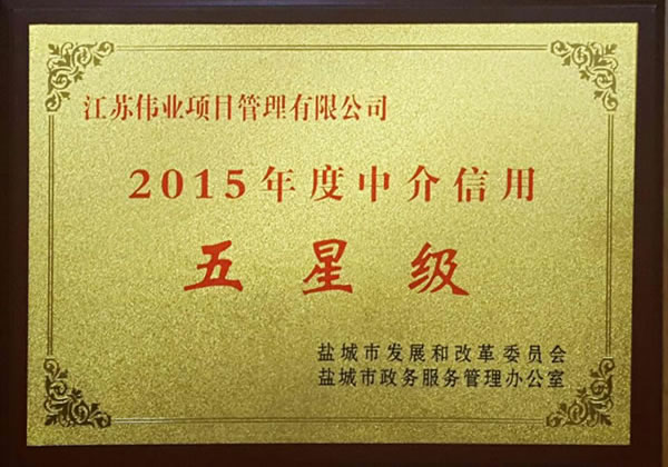 2015年5星級中介信用獎牌