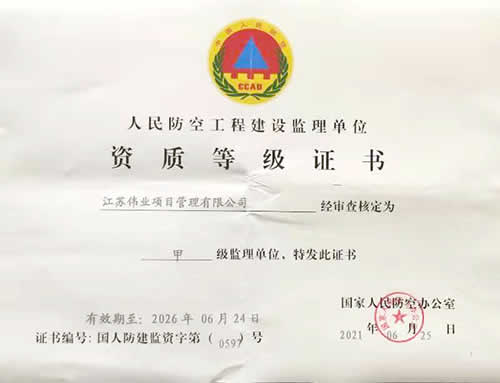 人民防空甲級資質(zhì)